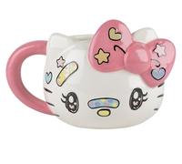 Konix Hello Kitty Mug 3D - Tasse en céramique - 500 ml - Motif Kawaii - Blanc et rose