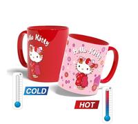 Konix Hello Kitty Mug thermoréactif - 320 ml - Motif kimono - Rouge