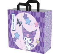 Konix Hello Kitty Sac cabas - Taille M 40 x 45 x 20 cm - Matière recy Motif Kuromi - Violet et rose