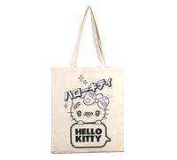 Konix Hello Kitty Sac Tote Bag à longues poignées - 38 x 42 cm - 100% polyester - Motif Star - Blanc