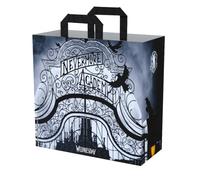 Konix Mercredi Sac cabas - Taille M 40 x 45 x 20 cm - Matière recyclée - Motif Nevermore Academy - Noir et blanc