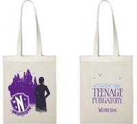 Konix Mercredi Sac Tote Bag à longues poignées - 38 x 42 cm - 100% polyester - Motif Teenage Purgatory - Blanc