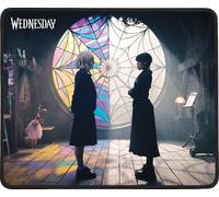 Konix Mercredi Tapis de Souris Gaming 32 x 27 cm - Surface Microfibre antidérapante - Caoutchouc - Motif Duel Enid Sinclair - Noir