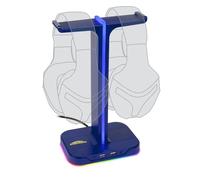 Konix My Hero Academia Double Support Porte Casques Gaming - Rétroéclairage Arc-en-Ciel - Bleu