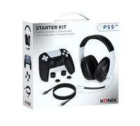 Pack Starter Casque Gaming pour PS5 Noir et Blanc + Coque de manette en silicone + Appui-pouce