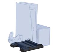 Konix Mythics Support Station de Charge Cool & Charge Spaceship pour Console, 2 manettes DualSense et jusqu'à 11 Jeux PS5 - Noir