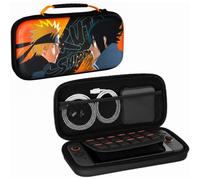 Konix Naruto Shippuden Housse de protection et transport Nintendo Switch 2 - Rangement accessoires et 8 jeux - Motif Naruto et Sasuke - Noir et orange