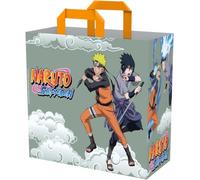 Konix Naruto Shippuden Sac cabas 40 x 45 x 20 cm - Matière recy Blanc - Motif Naruto et Sasuke - Gris