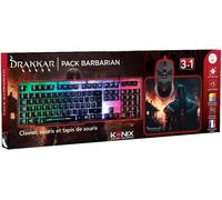 Konix Interactive Pack gaming Drakkar pour PC – Clavier AZERTY LED, Souris 102 g, Tapis viking