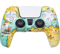 Konix One Piece Coque de Protection pour Manette DualSense PS5 - Silicone - Appuie-Pouces - Motif Carte de Navigation - Blanc