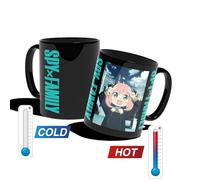 Konix Spy x Family Mug thermoréactif 320 ml - Compatible lave-vaisselle et micro-ondes - Motif Anya, Loid et Yor Forger - Noir