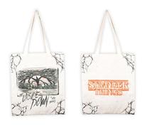 Konix Stranger Things Sac Tote Bag à longues poignées - 38 x 42 cm - 70% polyester et 30% coton - Motif Upside Down - Blanc