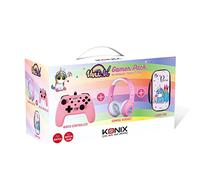 Konix Unik Gamer Pack accessoires pour Nintendo Switch et Switch OLED - Casque - Housse Be a Princess - Manette Be Love - Motif licornes - Rose