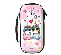 Konix Unik Housse de Protection et Transport pour Consoles Nintendo Switch, Switch Lite et Switch OLED - Rangement 8 Jeux - Motif Be Love, Licornes