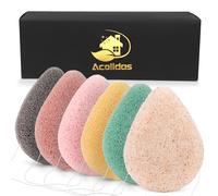 Konjac Lot d'éponges nettoyantes biologiques exfoliantes pour le visage - Charbon de noix naturel - Éponge Konjac pour le visage, exfoliant et démaquillant, sans danger pour les peaux grasses et