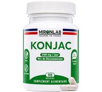 Konjac Pur : 3180 mg/j - Gestion des Portions/Envies - 95% Glucomannane | Haut Dosage testée : 95% de glucomannane - Objectif Silhouette - Sans Additif - 90 gélules vegan - Made in France - Mironlab