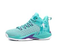 KONJACLY Chaussures De Basket-Ball pour Enfants Basket-Ball Décontracté Respirant Baskets Athlétiques Légères pour Garçons Filles,Vert,34 EU