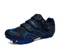 KONJACLY Chaussures De Cyclisme De Montagne pour Hommes, Vélos De Route Chaussures d'exercice Compatibles avec SPD Et Les Chaussures De Cyclisme D'Intérieur Antidérapantes Look Delta,Bleu,43 EU