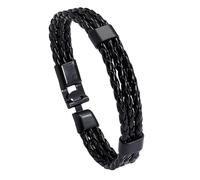 KONJEELIO Bracelet En Cuir Pour Hommes, Bracelet Tissé Torsadé Multicouche Bracelet Tressé En Corde De Cuir Bracelet Réglable Vintage Punk Charme Bijoux Idée Cadeau Pour Hommes Femmes Noir