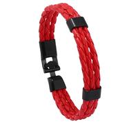 KONJEELIO Bracelet En Cuir Pour Hommes, Bracelet Tissé Torsadé Multicouche Bracelet Tressé En Corde De Cuir Bracelet Réglable Vintage Punk Charme Bijoux Idée Cadeau Pour Hommes Femmes Rouge