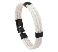 KONJEELIO Bracelet En Cuir Pour Hommes, Bracelet Tissé Torsadé Multicouche Bracelet Tressé En Corde De Cuir Bracelet Réglable Vintage Punk Charme Bijoux Idée Cadeau Pour Hommes Femmes Blanc