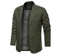 KonJim Blazer à trois boutons pour homme - Veste de costume décontractée et légère - Veste de costume extensible - Coupe ajustée - Blazer sur mesure, vert militaire, XXXL