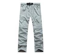 KonJim Pantalon de randonnée convertible 2024 pour homme avec plusieurs poches, amovible, léger, séchage rapide, pantalon cargo extensible pour l'extérieur, la pêche et le safari, gris, 3XL