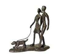 Konjouror Sculpture en Fonte pour Couple et Chien, décoration Artistique Romantique en métal, Statue d'amour de Famille, Cadeaux pour Couple