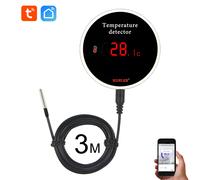 KONLEN Tuya Wifi capteur de température 3m sonde filaire numérique Smartlife thermomètre maison intelligente piscine d'eau Thermostat alarme à distance with AU power plug