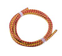 KONMAY Cordon en cuir véritable tressé, rond, 1,8 m x 4 mm, rouge et jaune, pour confection de bijoux et loisirs créatifs