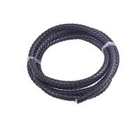 KONMAY Cordon en cuir véritable tressé, rond, 1,8 m x 8 mm, noir