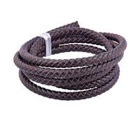 KONMAY Cordon en cuir véritable tressé, rond, 1 m x 9 mm, marron, pour confection de bijoux et loisirs créatifs