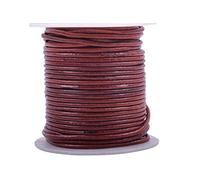 KONMAY Cordon Rond en Cuir véritable - 22.5 m 1.5mm Cordon Rond en Cuir pour La Fabrication de Bijoux, Marron Vieilli