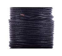 KONMAY Cordon Rond en Cuir véritable - 22.5 m 2.0mm Cordon Rond en Cuir pour La Fabrication de Bijoux, Noir