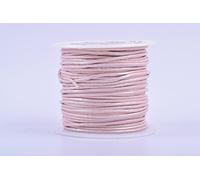 KONMAY Cordon Rond en Cuir véritable - 22.5 m 2.0mm Cordon Rond en Cuir pour La Fabrication de Bijoux, Or Rose Métallique