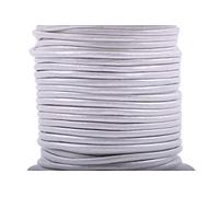KONMAY Cordon Rond en Cuir véritable - 22.5 m 2.0mm Cordon Rond en Cuir pour La Fabrication de Bijoux, Blanc nacré métallisé