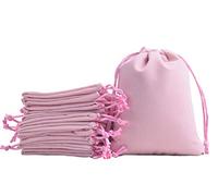 KONMAY Lot de 20 petites pochettes en velours à cordon - 7,0x9,0cm - Pochettes en velours roses pour bijoux, cadeaux, faveurs de fête