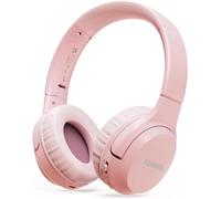 KONNAO Casque sans Fil 60H Pliable avec Micro, limiteur de Volume 85 dB/94 DB, Casque Supra-auriculaire sans Fil, pour Enfants, Adultes, école, Voyage, Classe en Ligne, Rose