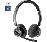 KONNAO Casque sans fil avec microphone, casque V5.3 avec dongle USB, casque d'ordinateur QCC3034 CVC8.0 technologie de suppression du bruit et 30 heures de travail, bouton muet pour la maison et le