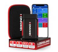 KONNWEI OBD2 Diagnostic Auto OBD Bluetooth,Valise Diagnostic Auto OBD2 Multimarque Français, Scanner Diagnostic Tous Systèmes, Lecture & Effacement Codes Défaut Moteur,Test Émissions, iOS Android