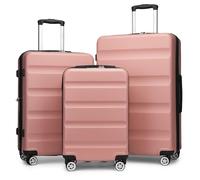 Kono 3-pièces Set de Bagages à Coque Dure ABS+PC Poignée Extensible Trolley de Voyage Léger avec Roues Pivotantes 360 Verrouillage TSA | Idéal pour Les Voyages et Les Affaires, Rose Nude