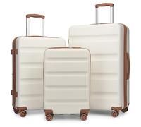 Kono 3-pièces Set de Bagages à Coque Dure ABS+PC Poignée Extensible Trolley de Voyage Léger avec Roues Pivotantes 360 Verrouillage TSA | Idéal pour Les Voyages et Les Affaires, Blanc Crème