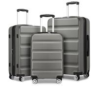 Kono 3-pièces Set de Bagages à Coque Dure ABS+PC Poignée Extensible Trolley de Voyage Léger avec Roues Pivotantes 360 Verrouillage TSA | Idéal pour Les Voyages et Les Affaires, Gris