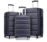 Kono 3-pièces Set de Bagages à Coque Dure ABS+PC Poignée Extensible Trolley de Voyage Léger avec Roues Pivotantes 360 Verrouillage TSA, Bleu Marine