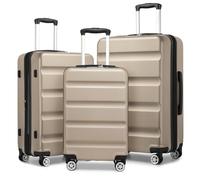 Kono 3-pièces Set de Bagages à Coque Dure ABS+PC Poignée Extensible Trolley de Voyage Léger avec Roues Pivotantes 360 Verrouillage TSA, Or Champagne