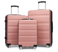 Kono 3-pièces Set de Bagages à Coque Dure PC+ABS Poignée Extensible Trolley de Voyage Léger avec Roues Pivotantes 360 Verrouillage TSA | Idéal pour Les Voyages et Les Affaires, Rose Nude