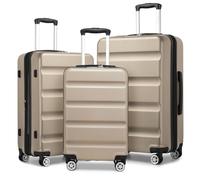 Kono 3-pièces Set de Bagages à Coque Dure PC+ABS Poignée Extensible Trolley de Voyage Léger avec Roues Pivotantes 360 Verrouillage TSA, Or Champagne