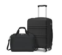 Kono 55cm Valise Cabine Set 2 Pièces avec Sac de Voyage Ryanair 40x30x20cm | Léger, Coque Rigide ABS+PC Robuste, Serrure TSA, 4 Roues Doubles 360°, Petite Valise Idéale pour Voyages en Avion, Noir