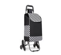 Kono Chariot de Courses Pliable 2 en 1 Poussette de Marché avec Sac Amovible Montant Escalier Légere à 6 Roues, Noir