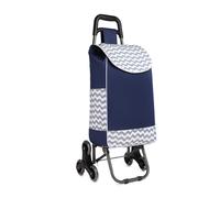 Kono Chariot de Courses Pliable 2 en 1 Poussette de Marché avec Sac Amovible Montant Escalier Légere à 6 Roues (Bleu Marine)